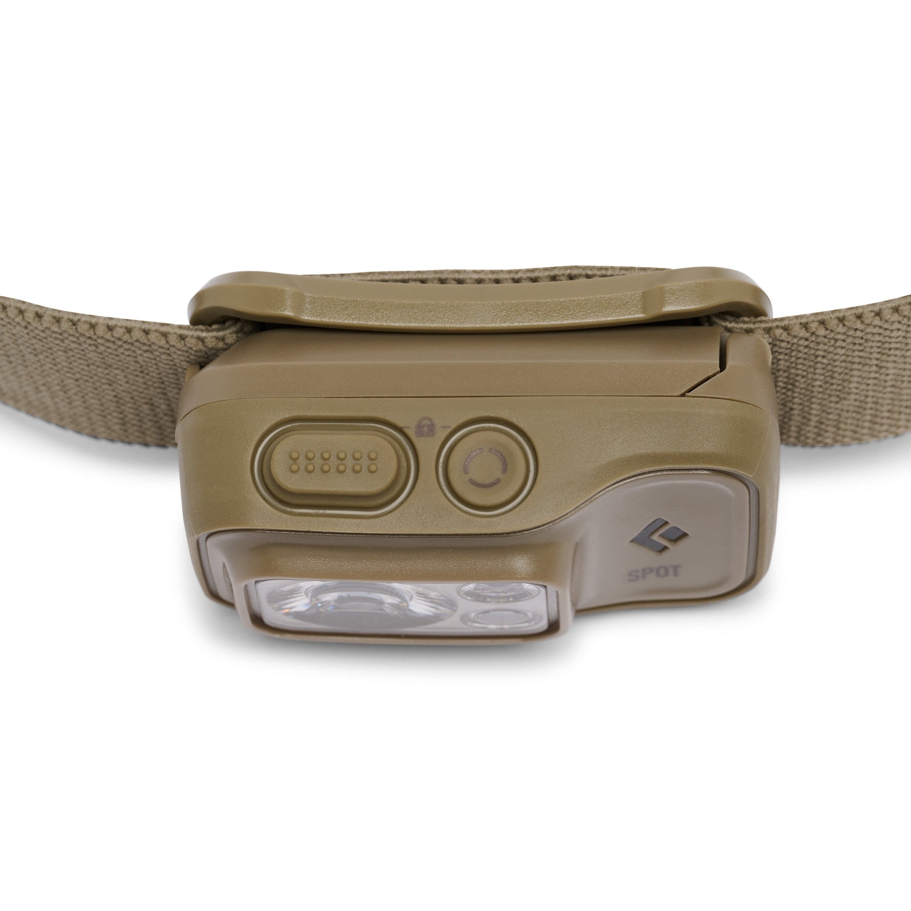 Black Diamond Spot headlamp in dark olive with adjustable strap and LED lights