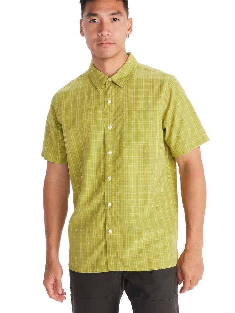 Marmot Men's Eldridge Short-Sleeve Shirt in Winter Moss green checkered pattern