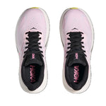 Hoka Clifton 10 women's running shoes pair, top-down view showing pink carnation colorway