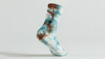 Specialized cotton tall sock in tie-dye pattern with turquoise and brown swirls