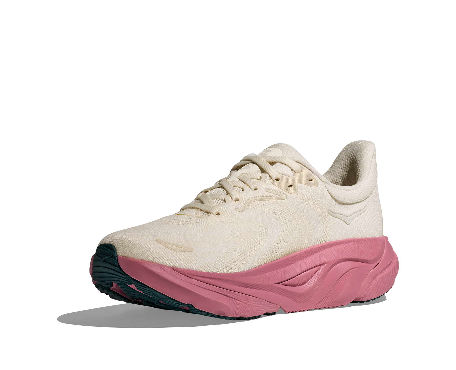 Hoka Arahi 8 Women's running shoe in alabaster upper with pink midsole