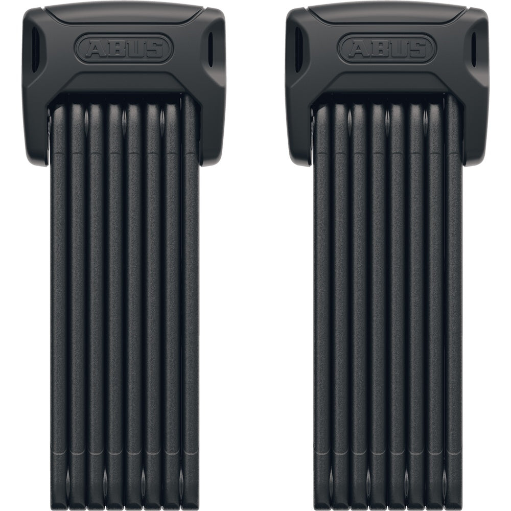 Two ABUS Bordo 6000K black folding bicycle locks with articulated steel segments