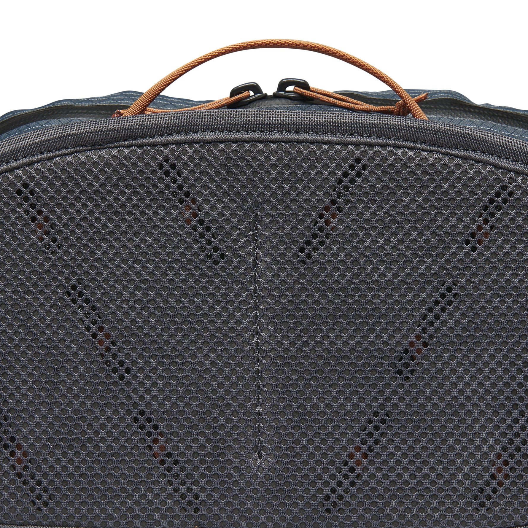 Black Diamond waist pack showing mesh ventilation panel and orange zipper details