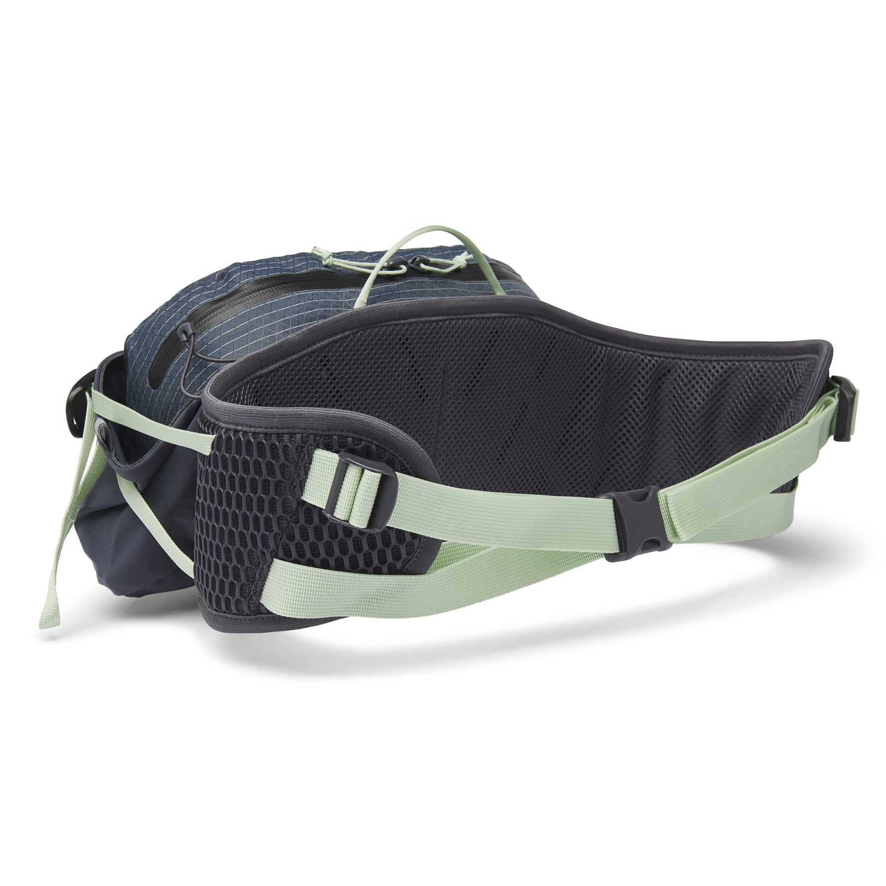 Black Diamond Pursuit 6 waist pack in carbon gray with foam green straps