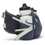 Black Diamond waist pack with water bottles, navy blue fabric with mesh pockets