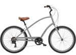 Electra Townie 7D Step Over 26 bicycle in cement gray color with brown seat