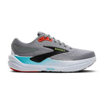 Brooks Ghost Max 3 men's running shoe in Primer Grey with Antarctica blue and red accents