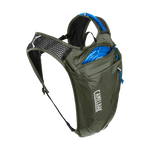 CamelBak Rogue Light hydration pack in dusty olive with blue reservoir visible