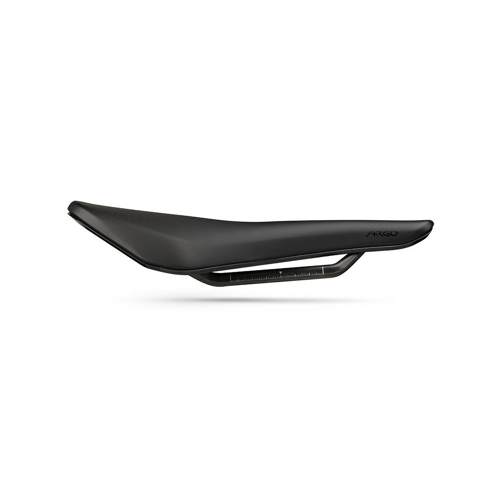 Fizik Tempo Argo R1 bicycle saddle in black with curved ergonomic design