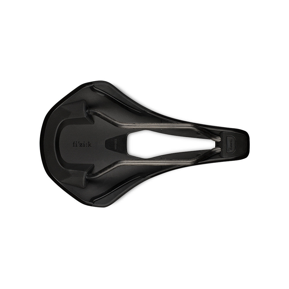 Fizik Tempo Argo R1 bicycle saddle in black with professional studio lighting