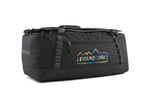 Patagonia Black Hole Duffel 70L in black with colorful rainbow logo