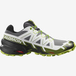 Salomon Speedcross 6 men's trail running shoe in white gray lime colorway