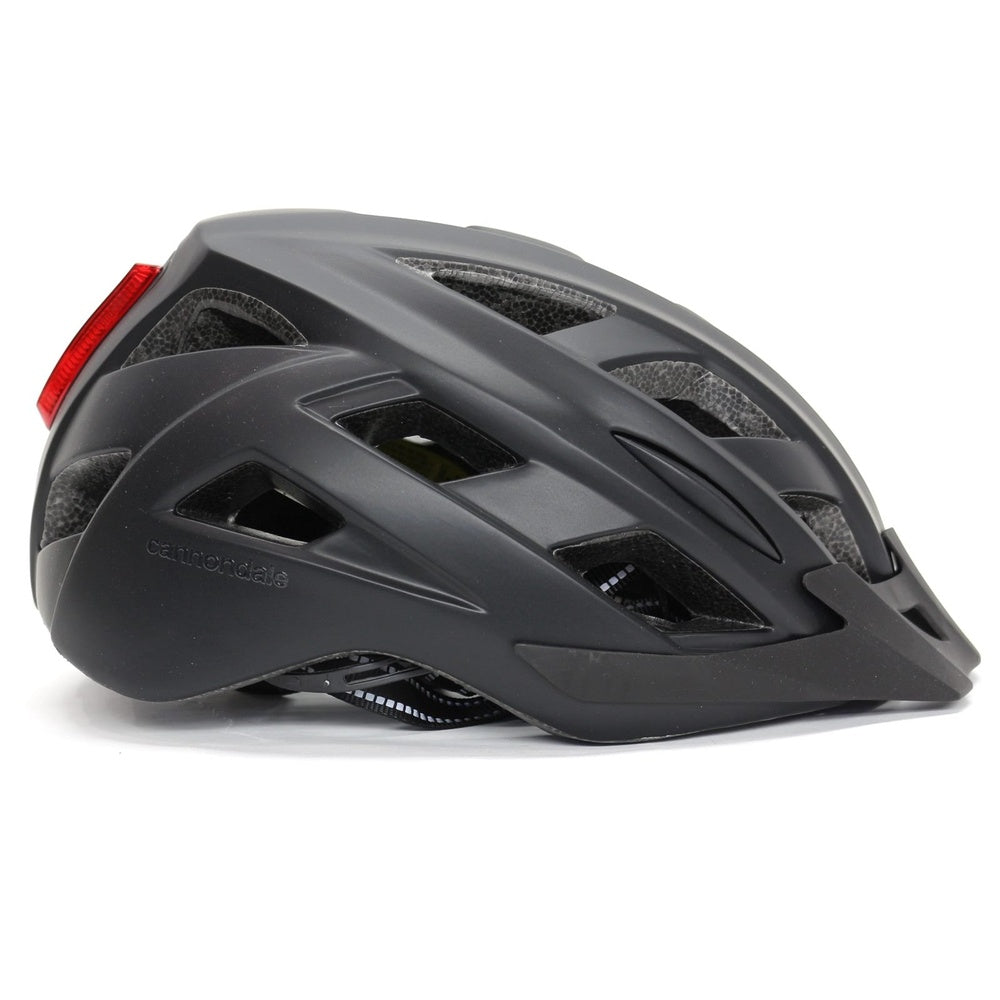Cannondale Quick adult bicycle helmet in matte black with red accent and ventilation holes
