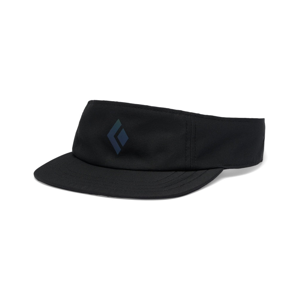 Black Diamond Distance Visor in black with blue logo on clean white background