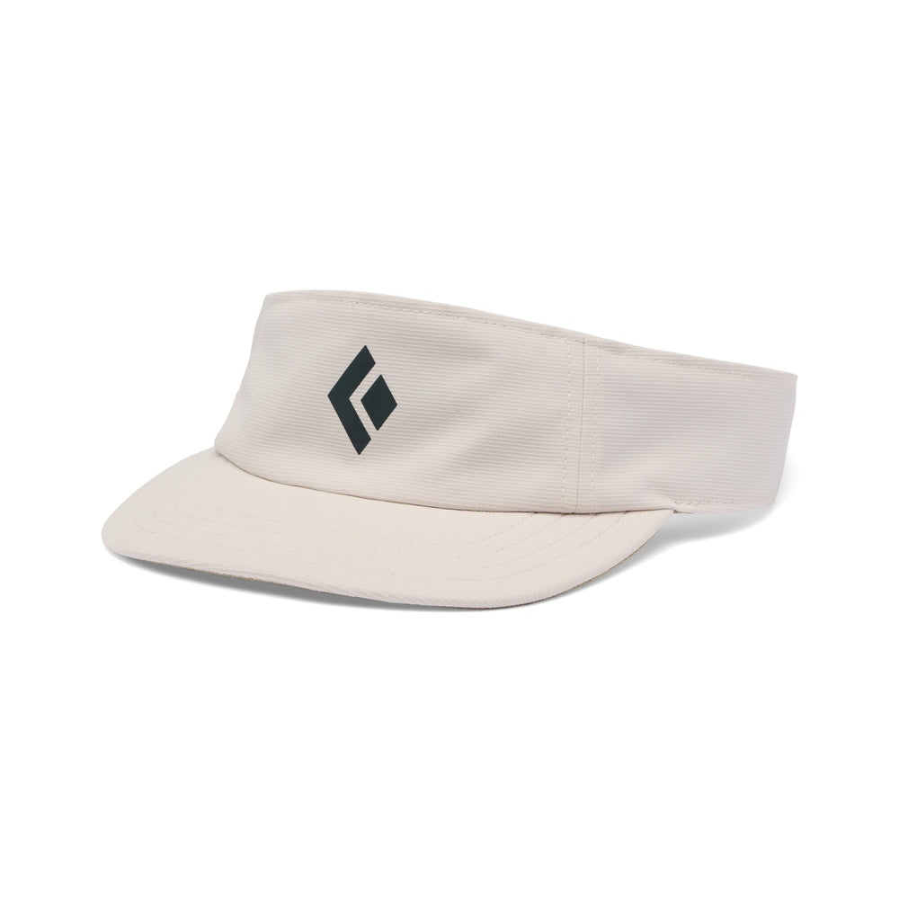 Black Diamond Distance Visor in white with diamond logo on clean background