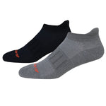 Brooks Ghost Midweight no-show socks in grey and black with red logo, 2-pack