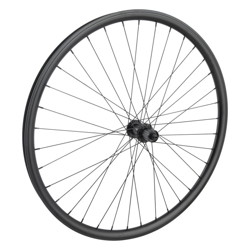 Wheel Master 700c rear bicycle wheel with black rim and spokes