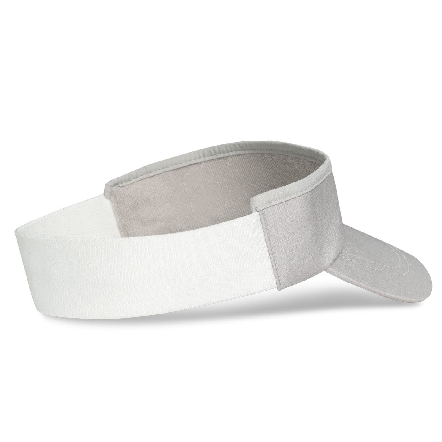 Headsweats visor in grey and white floral pattern with professional studio lighting