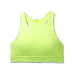 Brooks Drive 3 Pocket Sports Bra in neon lime green on white background