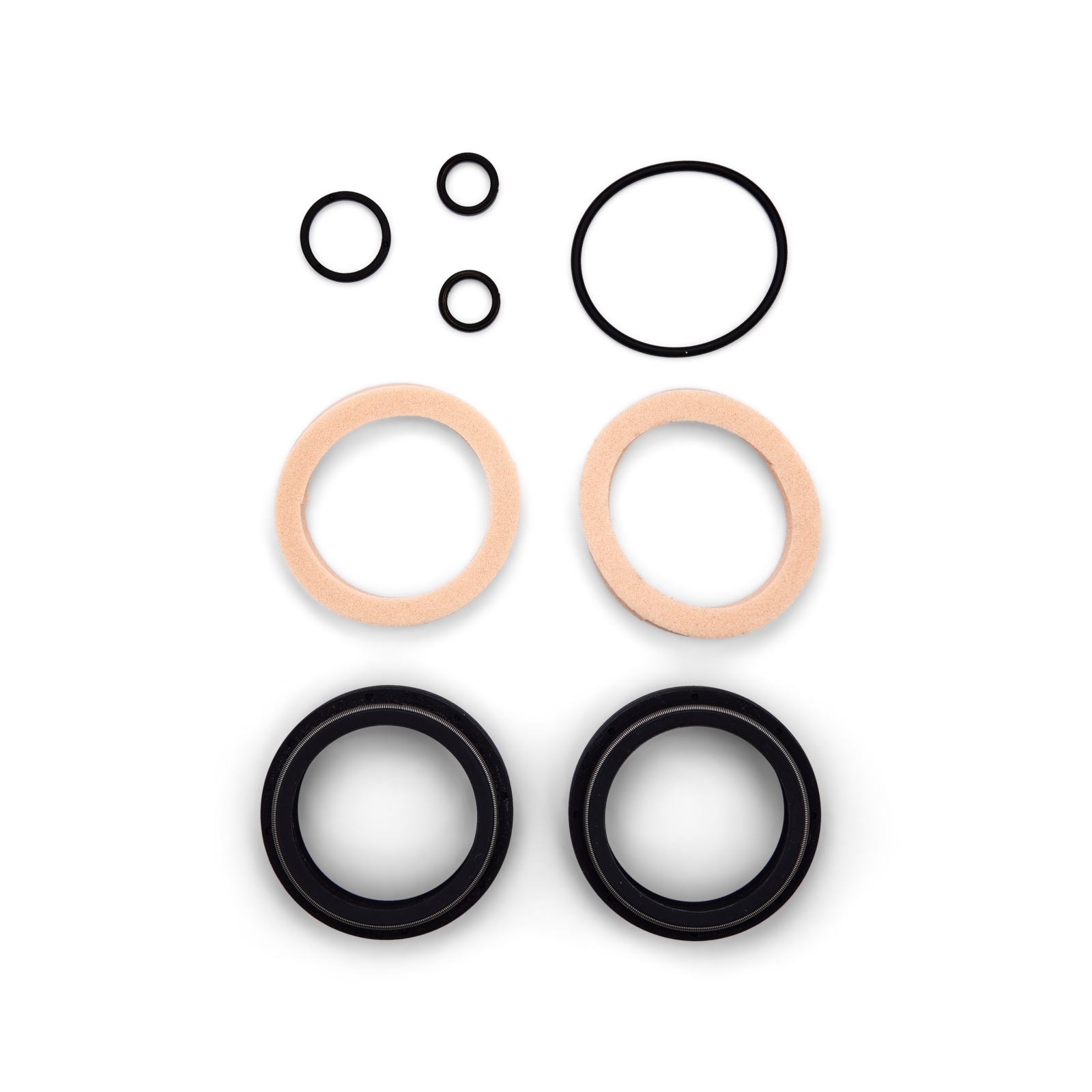 Fox Factory fork dust wiper kit with black rubber seals and copper washers