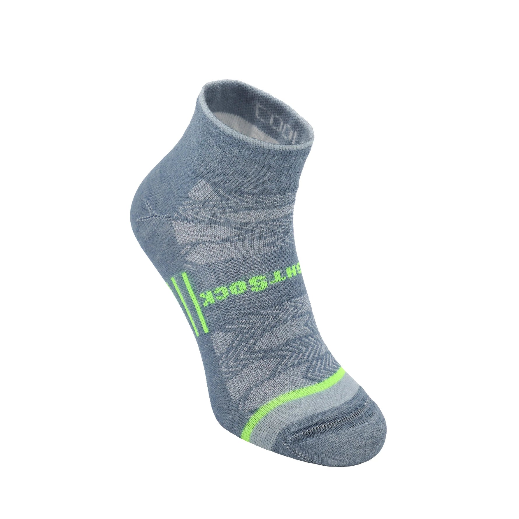 Wrightsock Coolmesh II quarter length anti-blister sock in steel grey with green details