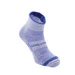 Wrightsock Coolmesh II quarter length anti-blister sock in cloud grey with blue accents