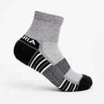 Thorlos Experia Green Quarter Crew Sock side view showing EXPERIA logo on heel in gray and black
