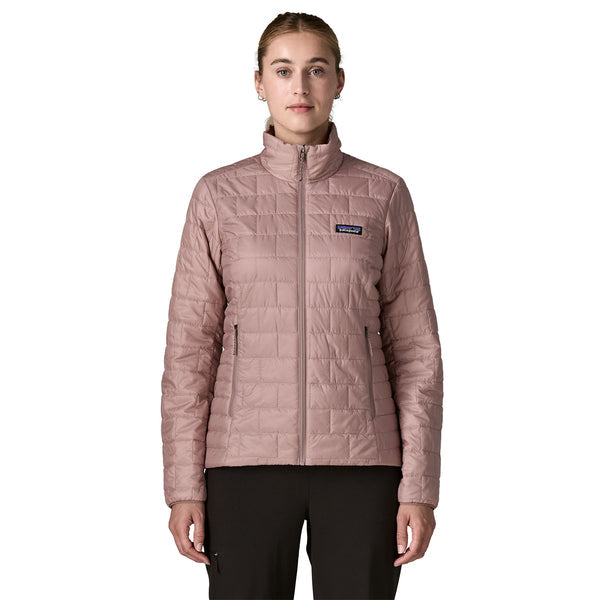 Patagonia Nano Puff Jacket in Stingray Mauve worn by female model, front view