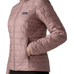 Patagonia Nano Puff Jacket in Stingray Mauve, side view showing zip pocket detail