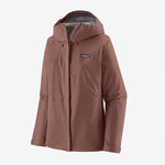 Patagonia Torrentshell 3L Rain Jacket in Dulse Mauve with hood up