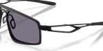 Oakley Bushwick sunglasses close-up of hinge and temple detail with grey Prizm lens