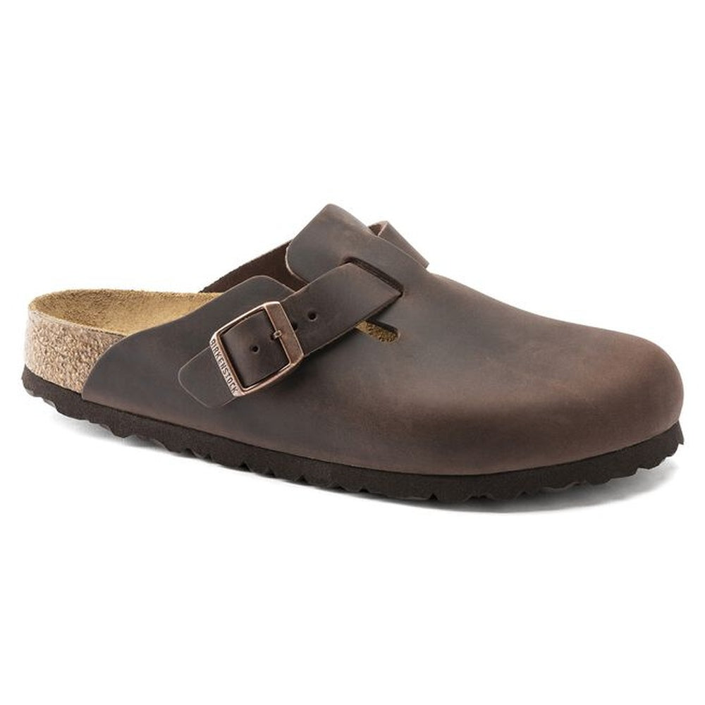 Birkenstock Boston clog in Habana brown oiled leather with adjustable buckle strap
