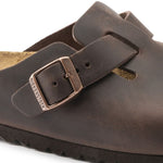 Birkenstock Boston clog in Habana brown oiled leather with adjustable buckle strap