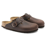 Birkenstock Boston clogs in Habana brown oiled leather with adjustable buckle