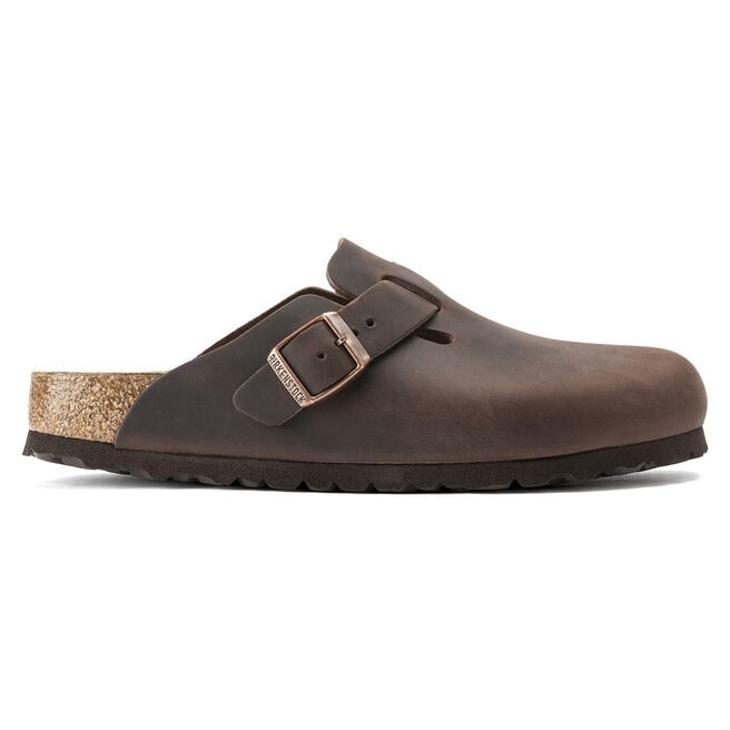 Birkenstock Boston clog in Habana brown oiled leather with adjustable buckle strap