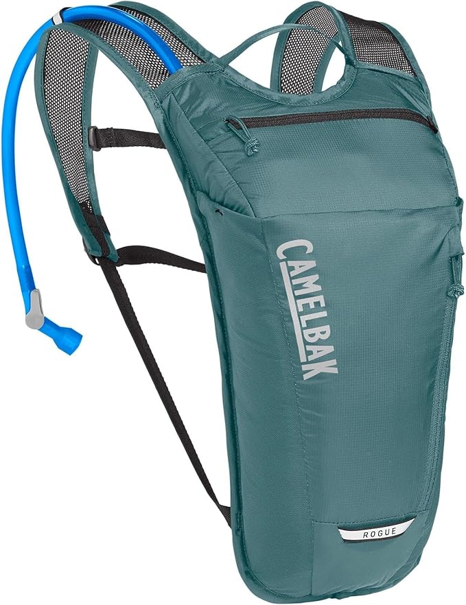 CamelBak Rogue Light hydration pack in Atlantic Teal with black straps and blue tube