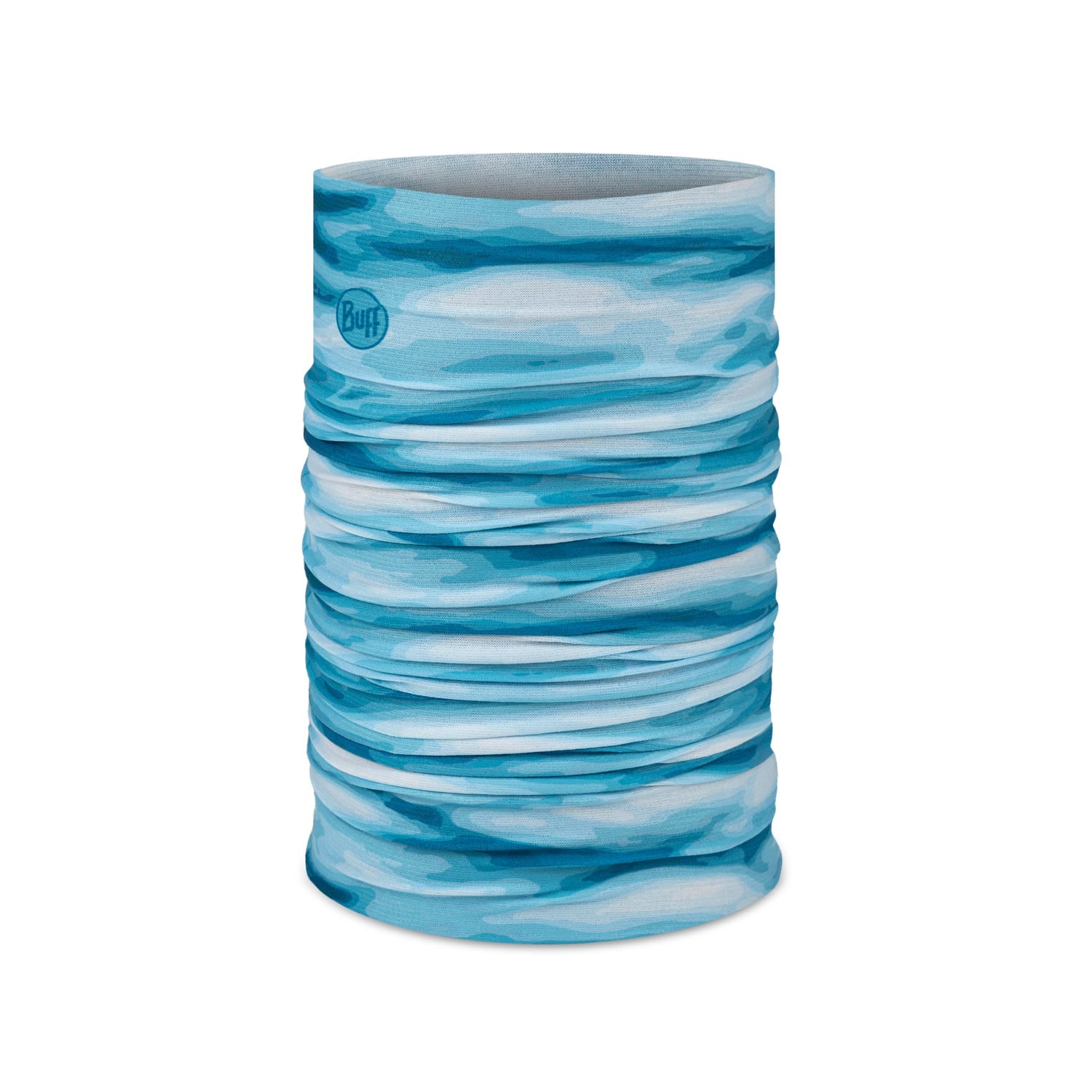 BUFF Cool Net UV+ tubular neck gaiter in blue wave pattern