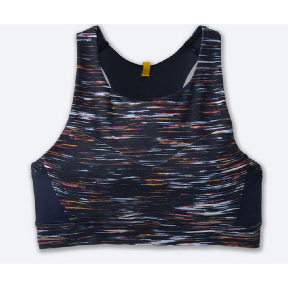 Brooks Drive 3 Pocket Sports Bra in Speedwork dark navy multicolor streak pattern