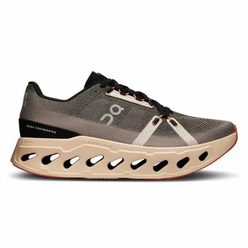 On Cloudeclipse men's running shoe in fade sand colorway with distinctive cloud sole