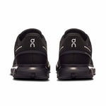 On Cloud 6 running shoes in black with white logo details, rear view