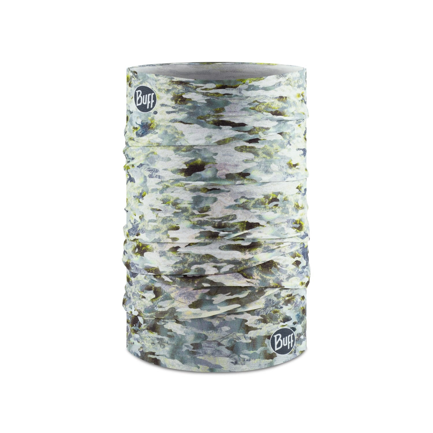 Buff Cool Net UV+ neck gaiter in Camu Fish Grey camouflage pattern