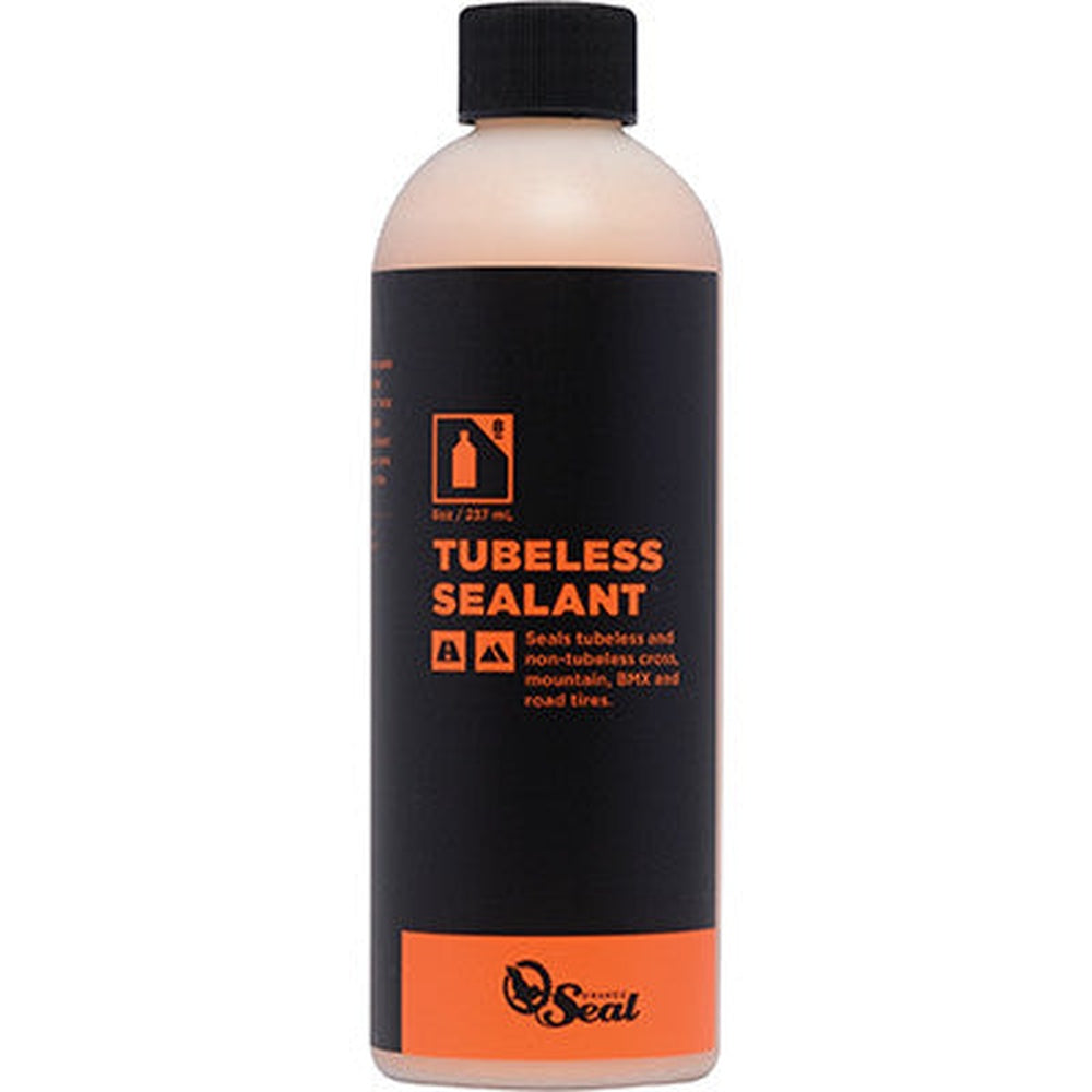 Orange Seal Tubeless Sealant 8oz bottle with black label and orange branding