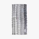 Buff Cool Net UV+ neck gaiter in grey tie-dye pattern on white background