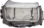 Patagonia Black Hole Duffel Bag in Hex Grey showing open main compartment with mesh pocket