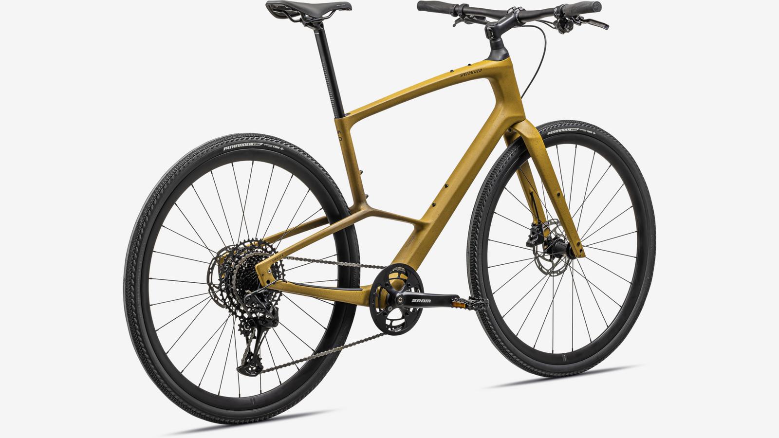 Specialized Sirrus X 5.0 hybrid bike in harvest gold finish