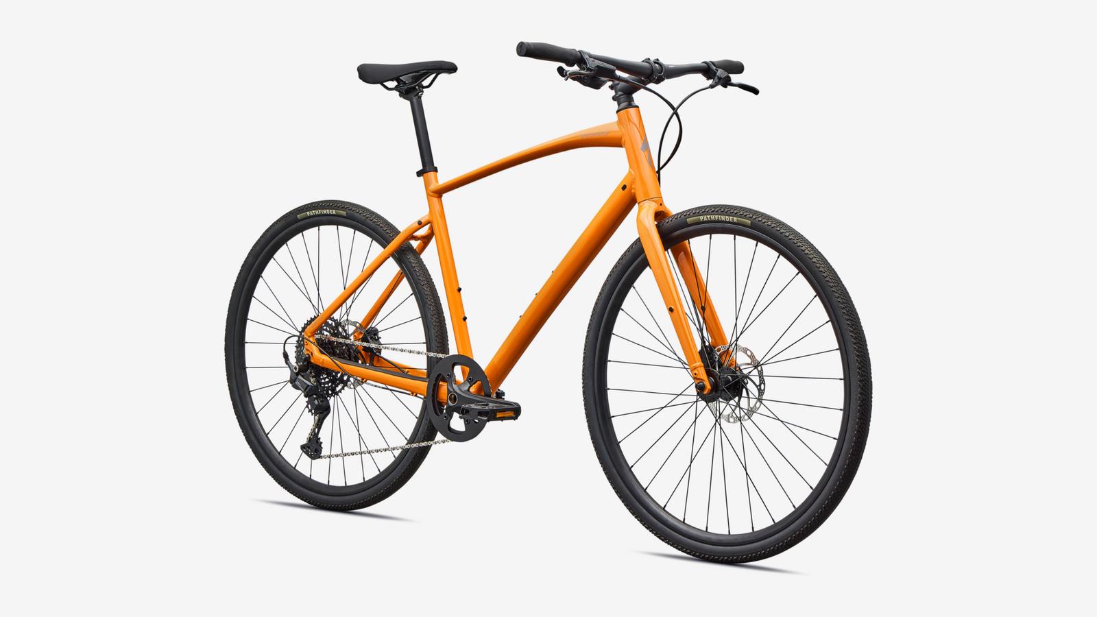 Specialized Sirrus X 3.0 hybrid bike in bright orange with black components