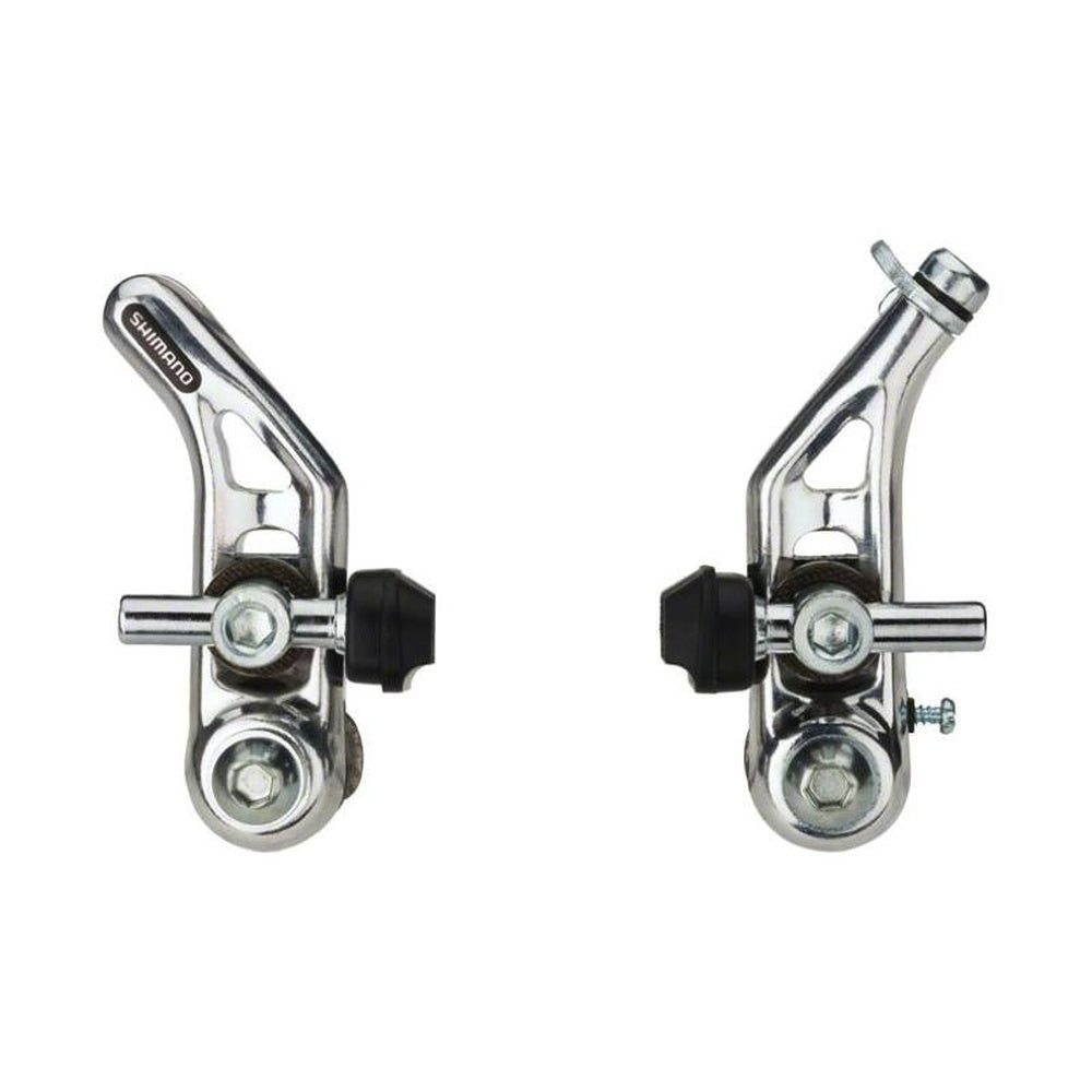 Shimano Altus BR-CT91 cantilever brake set in silver chrome finish on white background