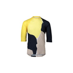 POC Pure 3/4 sleeve cycling jersey in yellow, navy, and beige abstract pattern