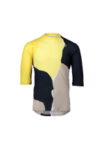 POC Pure 3/4 sleeve cycling jersey with yellow, navy and beige color blocks