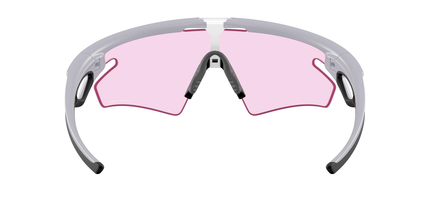 Oakley sports sunglasses with matte gray frame and pink prizm lens